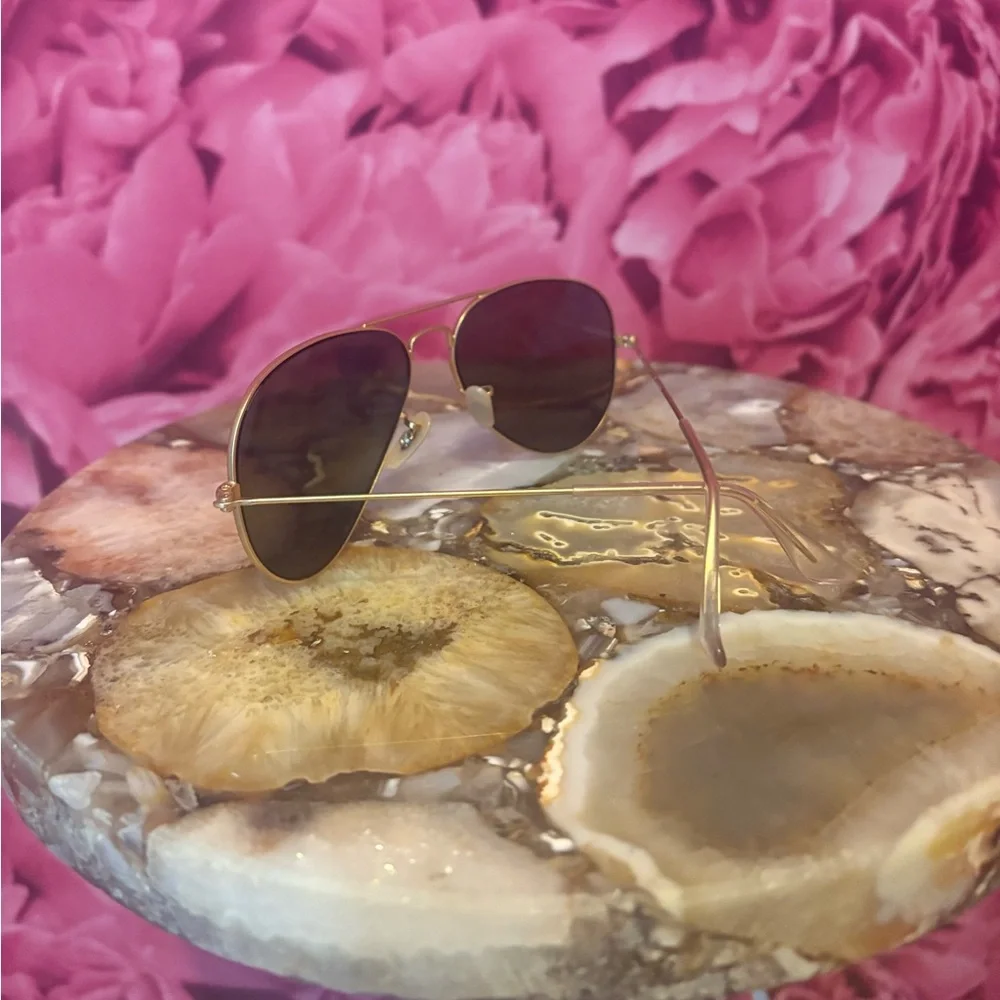 Ray-Ban Gold Frame Sunglasses with Blue Lenses - Picture 6 of 6